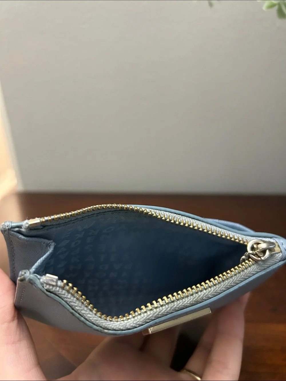 kate spade Light Blue Saffiano Zip Card Holder